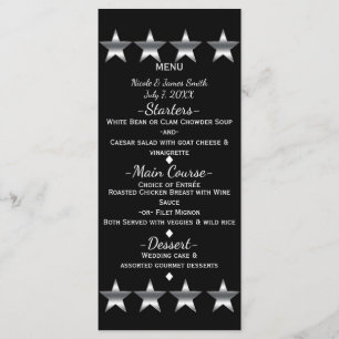 Menu Cardápio de festa Black & Silver Stars Hollywood G