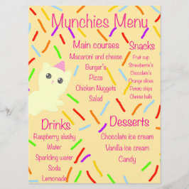 Menu Cardápio de Festa de Aniversário Caticórnio