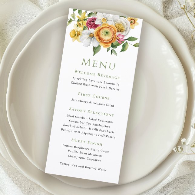 Menu Cardápio de Festa de Jardim Floral de Primavera (Criador carregado)