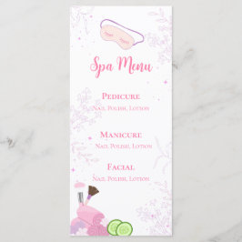 Menu Cardápio de Festa de Spa