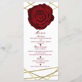 Menu Cardápio de Festa Floral Elegante Linhas Rosa Verm