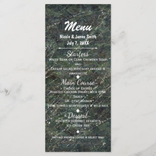 Menu Cardápio de festa Glam Sparkle Camuflagem Verde e
