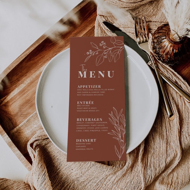 Menu Cardápio de Floral Boho Terracota (Criador carregado)