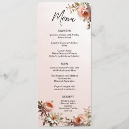 Menu Cardápio de Flores Rosa e Branca