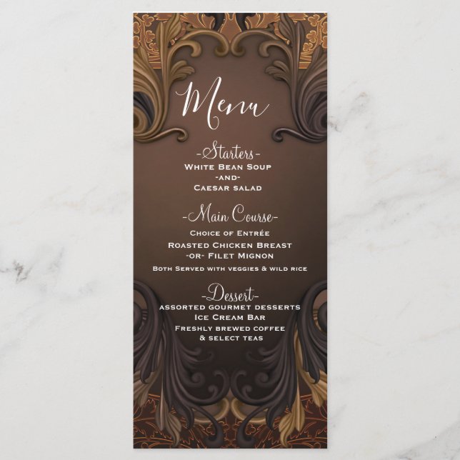 Menu Cardápio de Folhas Ornamentais Douradas do Outono  (Frente)