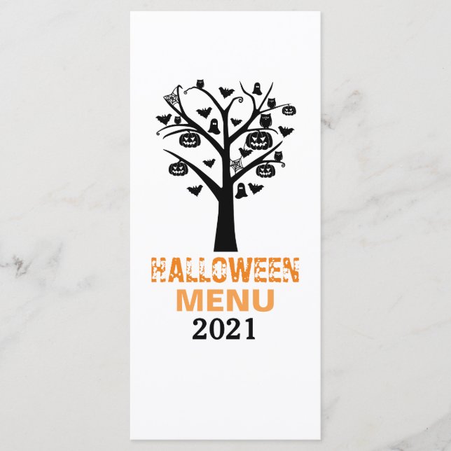 Menu Cardápio de Halloween da Floresta Assombrada (Frente)
