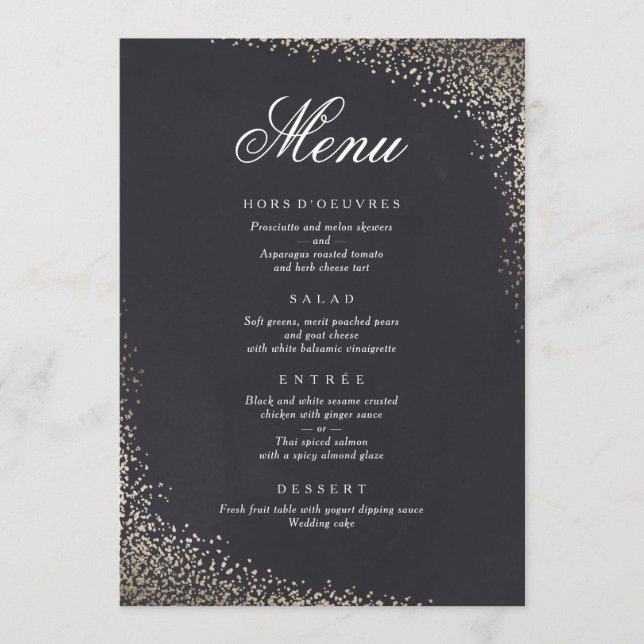 Menu cardápio de jantar confete falso folha (Frente)