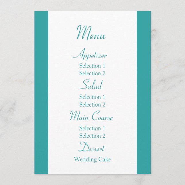 Menu Cardápio de Jantar da Recepção de Casamento Azul e (Frente)