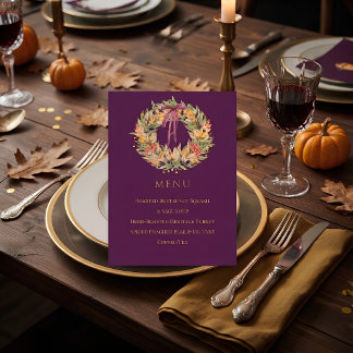 Menu Cardápio de Jantar de Ação de Graças Botânico Amei