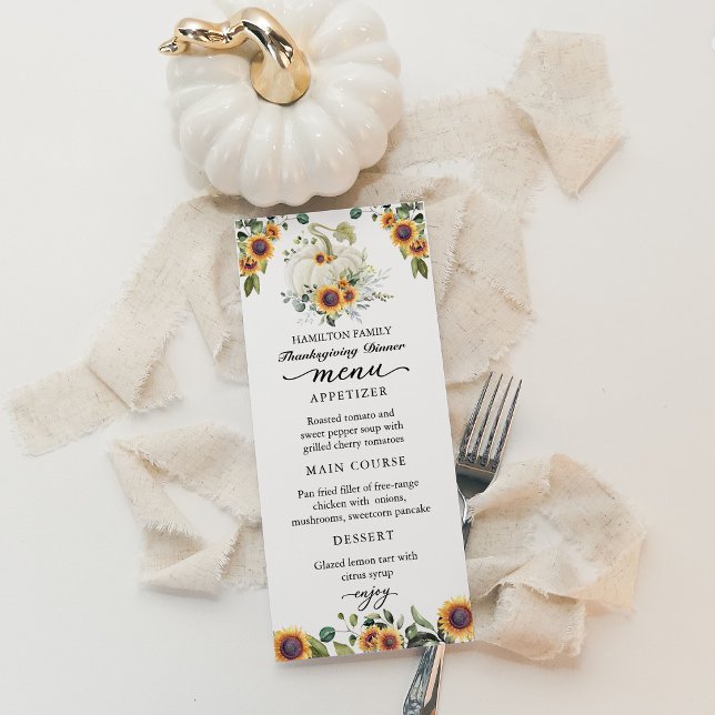 Menu Cardápio de Jantar de Ação de Graças com Abóbora B (Criador carregado)