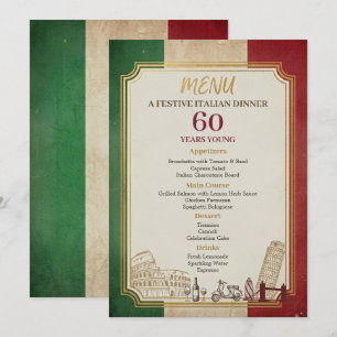 Menu Cardápio de Jantar de Aniversário de 60 anos Vinta