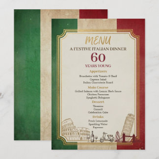 Menu Cardápio de Jantar de Aniversário de 60 anos Vinta
