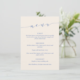 Menu Cardápio de Jantar de Casamento Azul Clássico Mini