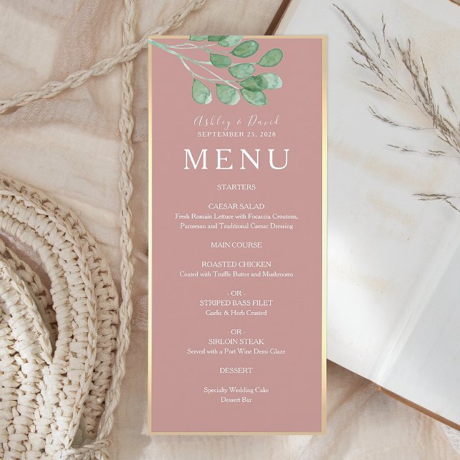 Menu Cardápio de Jantar de Casamento Botânico Rosa Po d (Criador carregado)