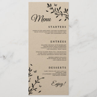 Menu Cardápio de Jantar de Casamento Charme Florestal