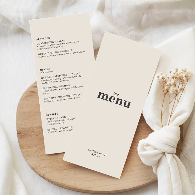 Menu Cardápio de Jantar de Casamento Creme de Marfim Mi (Criador carregado)