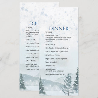 Menu Cardápio de Jantar de Casamento de Inverno na Mont