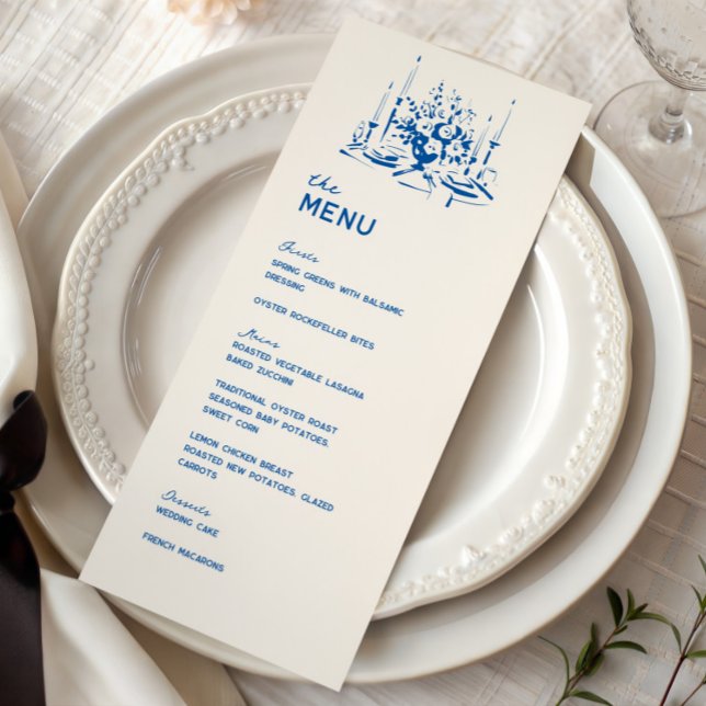 Menu Cardápio de Jantar de Casamento Desenhado à Mão Az (Criador carregado)