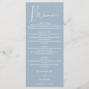 Menu Cardápio de Jantar de Casamento Elegante Moderno e