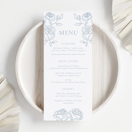 Menu Cardápio de Jantar de Casamento Elegante Rosa Azul