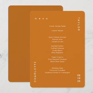 Menu Cardápio de Jantar de Casamento Laranja Queimado S