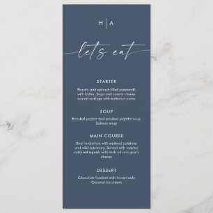 Menu Cardápio de Jantar de Casamento Minimalista Azul N