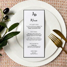 Menu Cardápio de Jantar de Casamento Minimalista Chic R