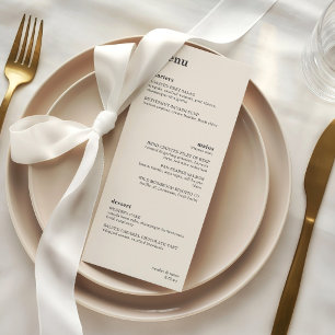 Menu Cardápio de Jantar de Casamento Minimalista Marfim