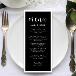 Menu Cardápio de Jantar de Casamento Minimalista Preto