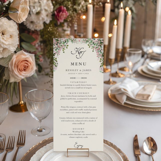 Menu Cardápio de Jantar de Casamento no Jardim Rosa Ele (Criador carregado)