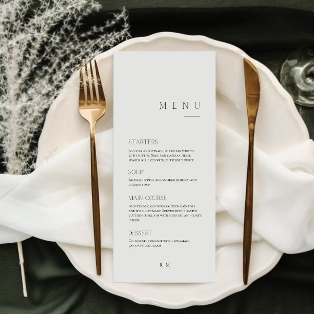 Menu Cardápio de Jantar de Casamento Preto e Branco com (Criador carregado)