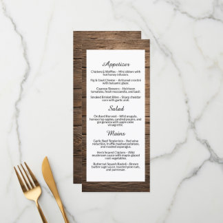 Menu Cardápio de Jantar de Casamento Rústico com Textur