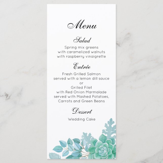 Menu Cardápio de jantar de casamento suculento. Festa d (Frente)