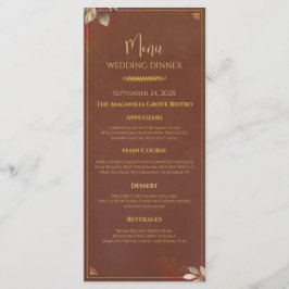 Menu Cardápio de Jantar de Casamento Terracota Rústica 