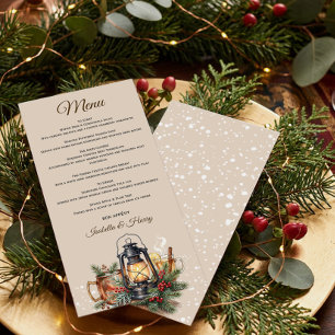 Menu Cardápio de Jantar de Ensaios de Lanterna de Inver