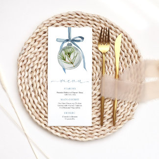 Menu Cardápio de Jantar de Natal Azul