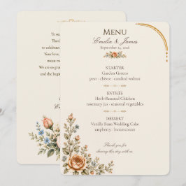 Menu Cardápio de Jantar de Noite no Jardim de Rosas Ant