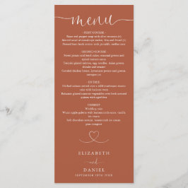 Menu Cardápio de Jantar de Noiva com Coração de Terraco