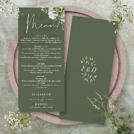 Menu Cardápio de Jantar de Noiva com Monograma Floral V