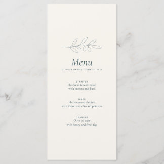 Menu Cardápio de Jantar de Noiva Minimalista Olive Bran