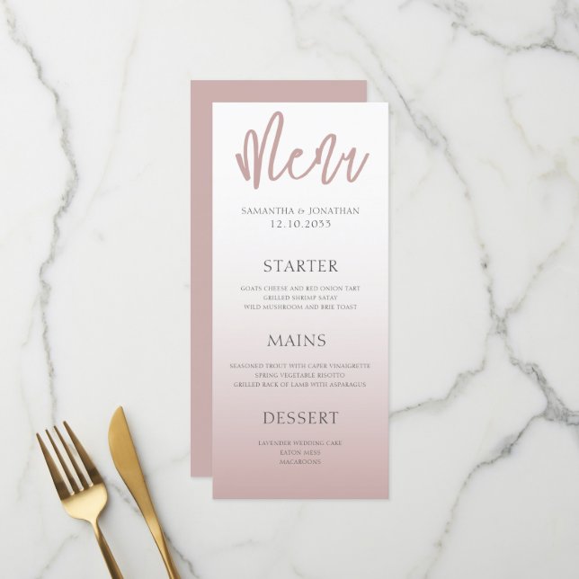 Menu Cardápio de Jantar de Noiva Moderno Simples em Our (Frente/Verso In Situ)