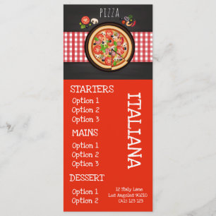 Menu cardápio de jantar de pizza de restaurante italian