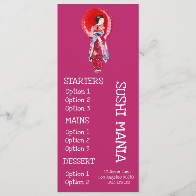 Menu Cardápio de jantar de sushi restaurante japonês de (Frente)