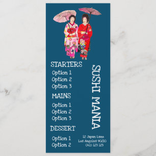 Menu Cardápio de jantar de sushi restaurante japonês de