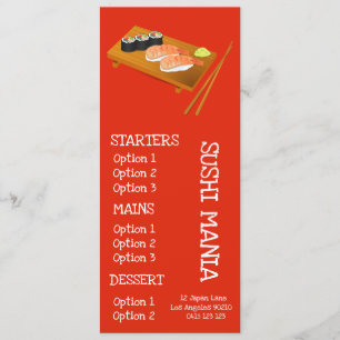 Menu Cardápio de jantar de sushi restaurante japonês de