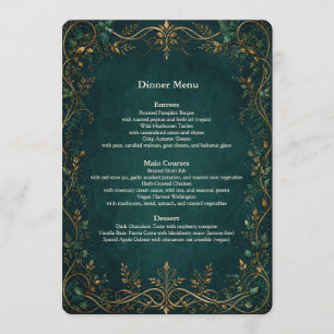 Menu Cardápio de Jantar do Bar de Casamento na Floresta
