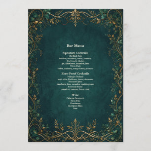 Menu Cardápio de Jantar do Bar de Casamento na Floresta