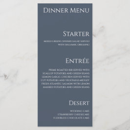 Menu Cardápio de Jantar e Bar de Casamento - Azul e Bra