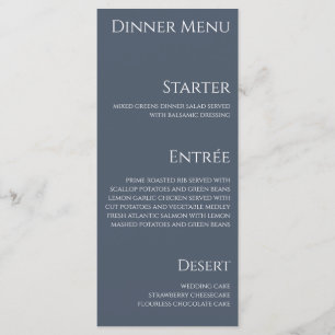 Menu Cardápio de Jantar e Bar de Casamento - Azul e Bra