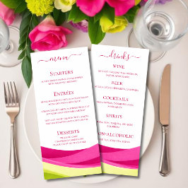 Menu Cardápio de Jantar e Bar de Casamento em Fuchsia e